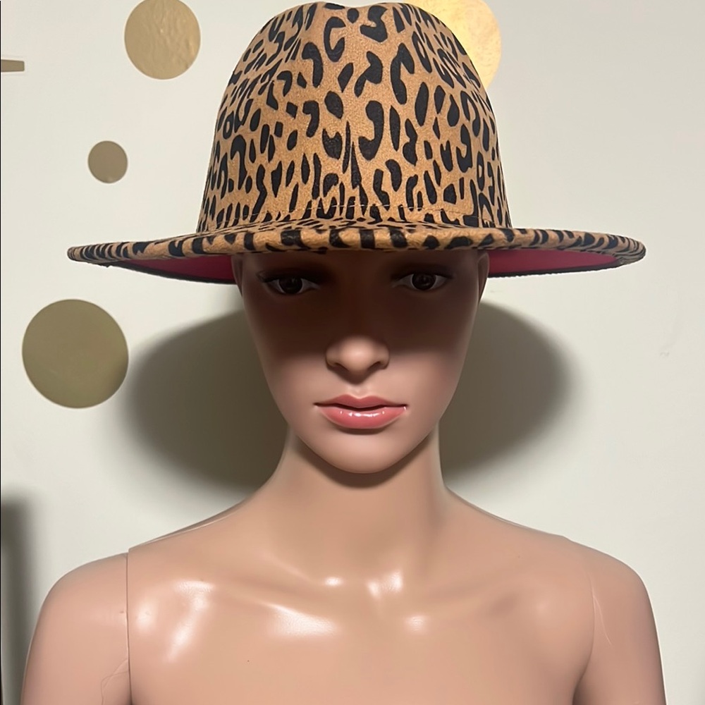 Leopard Print Wide Brim Hat